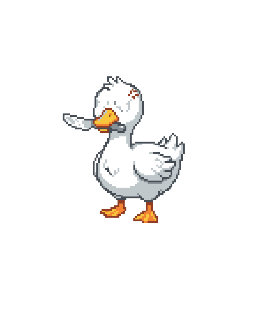 Angry Pixel Duck with Knife Chaotic Retro Bird Tee