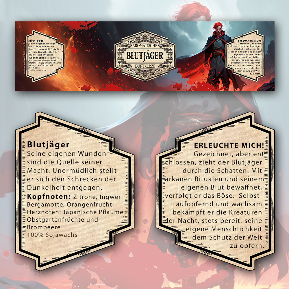 Duftkerze Blutjäger mit Überraschungswürfel
