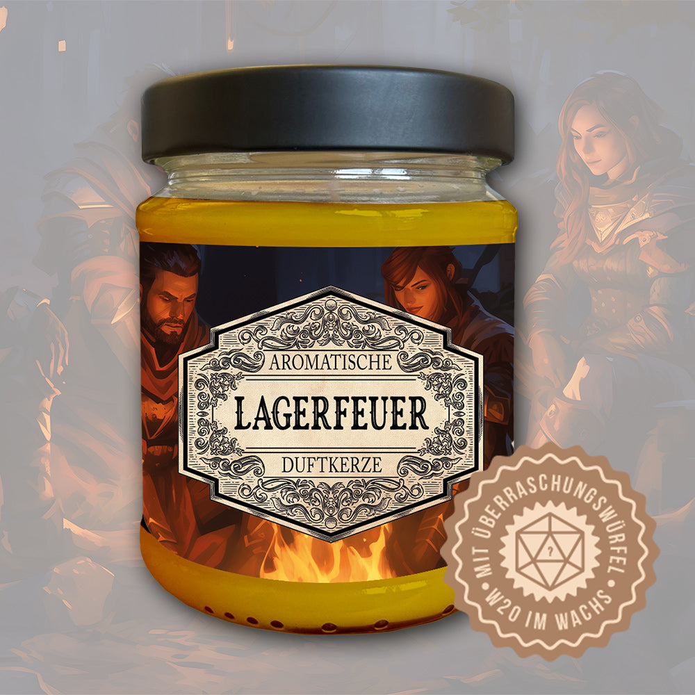 Duftkerze Lagerfeuer mit Überraschungswürfel