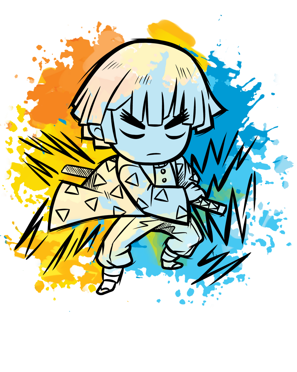 Watercolor Yellow Demon Slayer