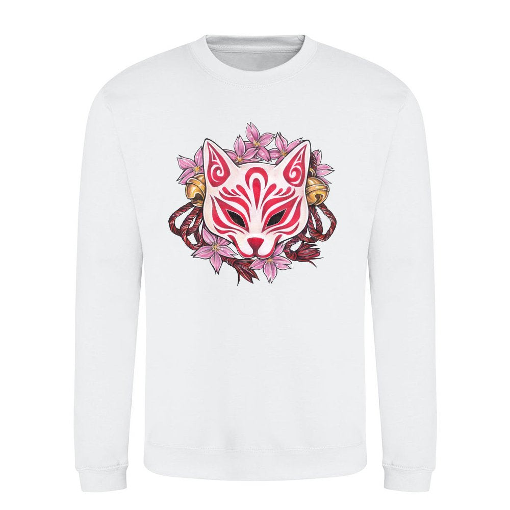 Beautiful Kitsune Inari Kabuki mask with cherry blossoms