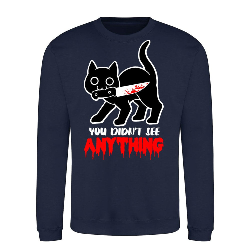 You Didn't See Anything - Funny Black Cat with Knife