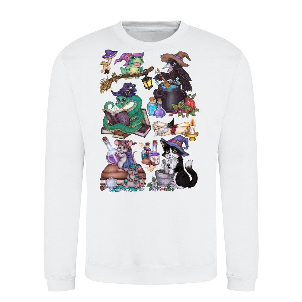 Cute Halloween Animals in Witch Style with Magic