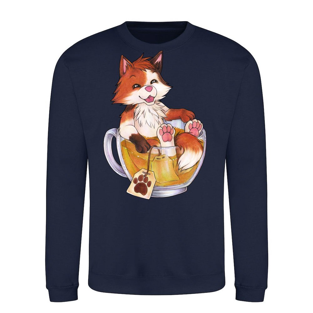 Cute KitTeaCat cat in teacup with tea