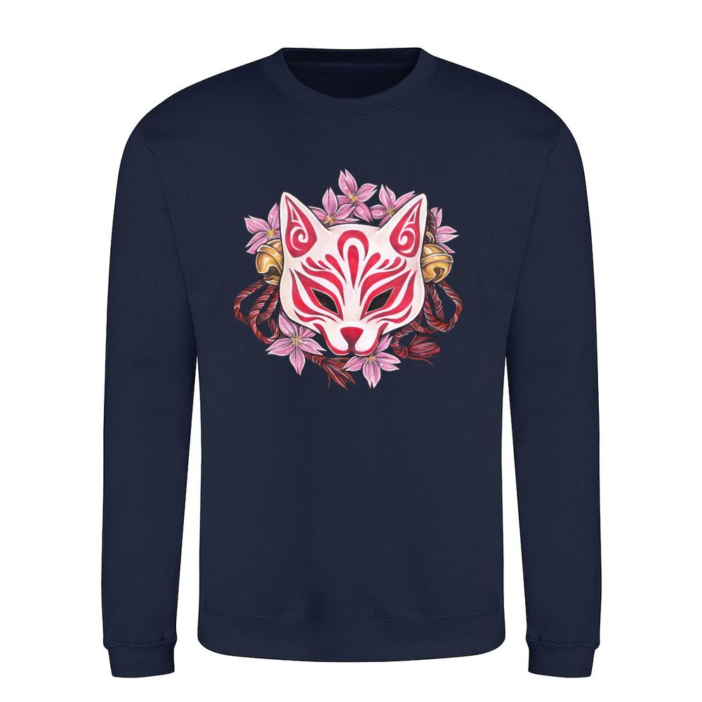Beautiful Kitsune Inari Kabuki mask with cherry blossoms