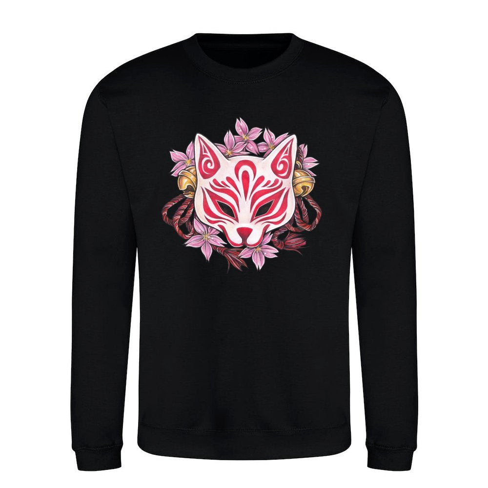 Beautiful Kitsune Inari Kabuki mask with cherry blossoms