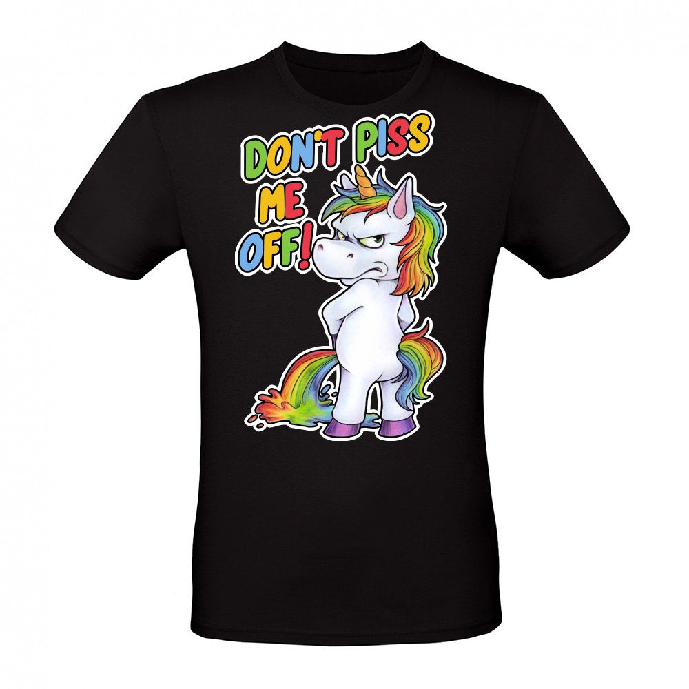 Funny unicorn peeing with a grumpy look