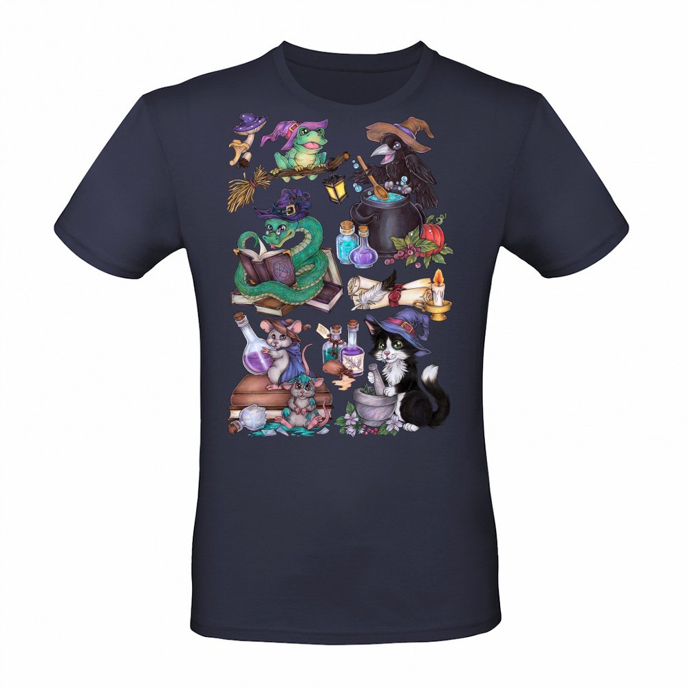 Cute Halloween Animals in Witch Style with Magic