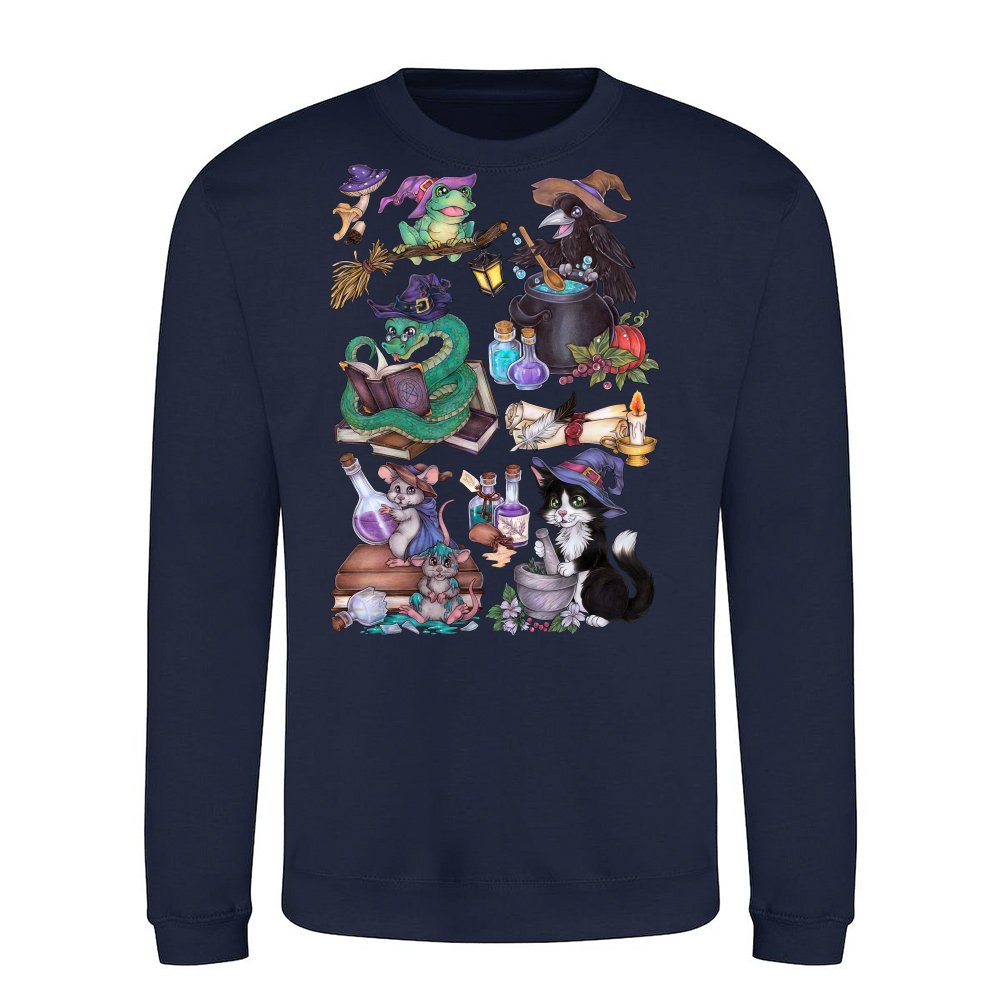 Cute Halloween Animals in Witch Style with Magic