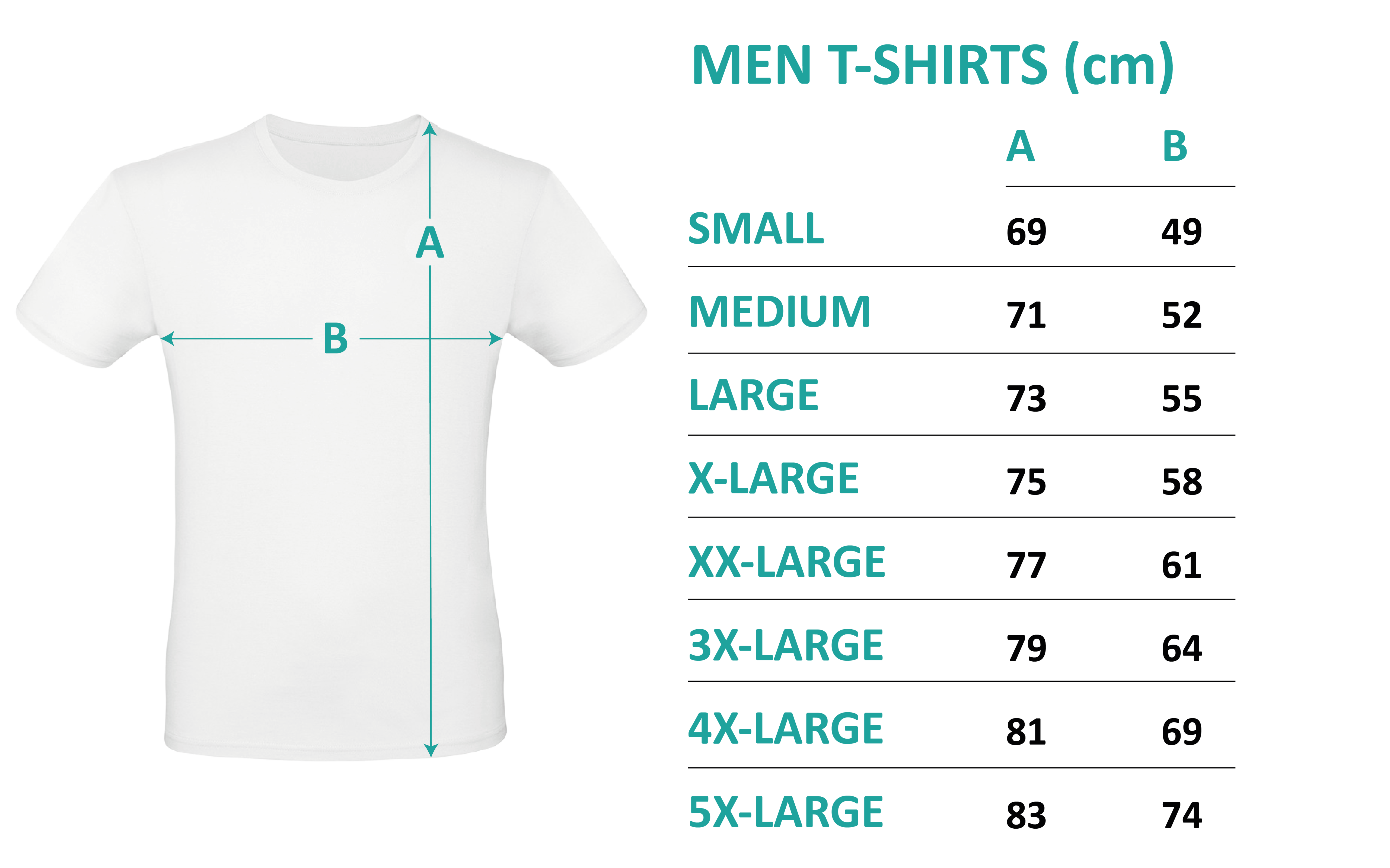 Größentabelle Mens T-Shirts in cm