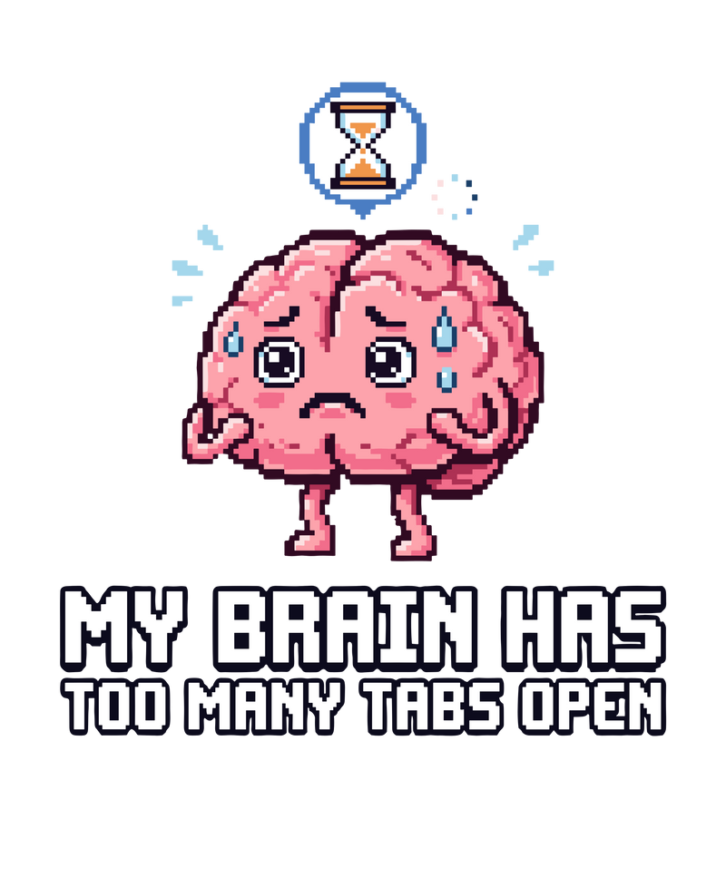 My Brain Has Too Many Tabs Open Retro Pixel Brain Overload