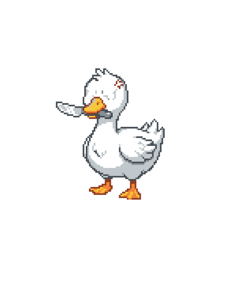 Angry Pixel Duck with Knife Chaotic Retro Bird Tee