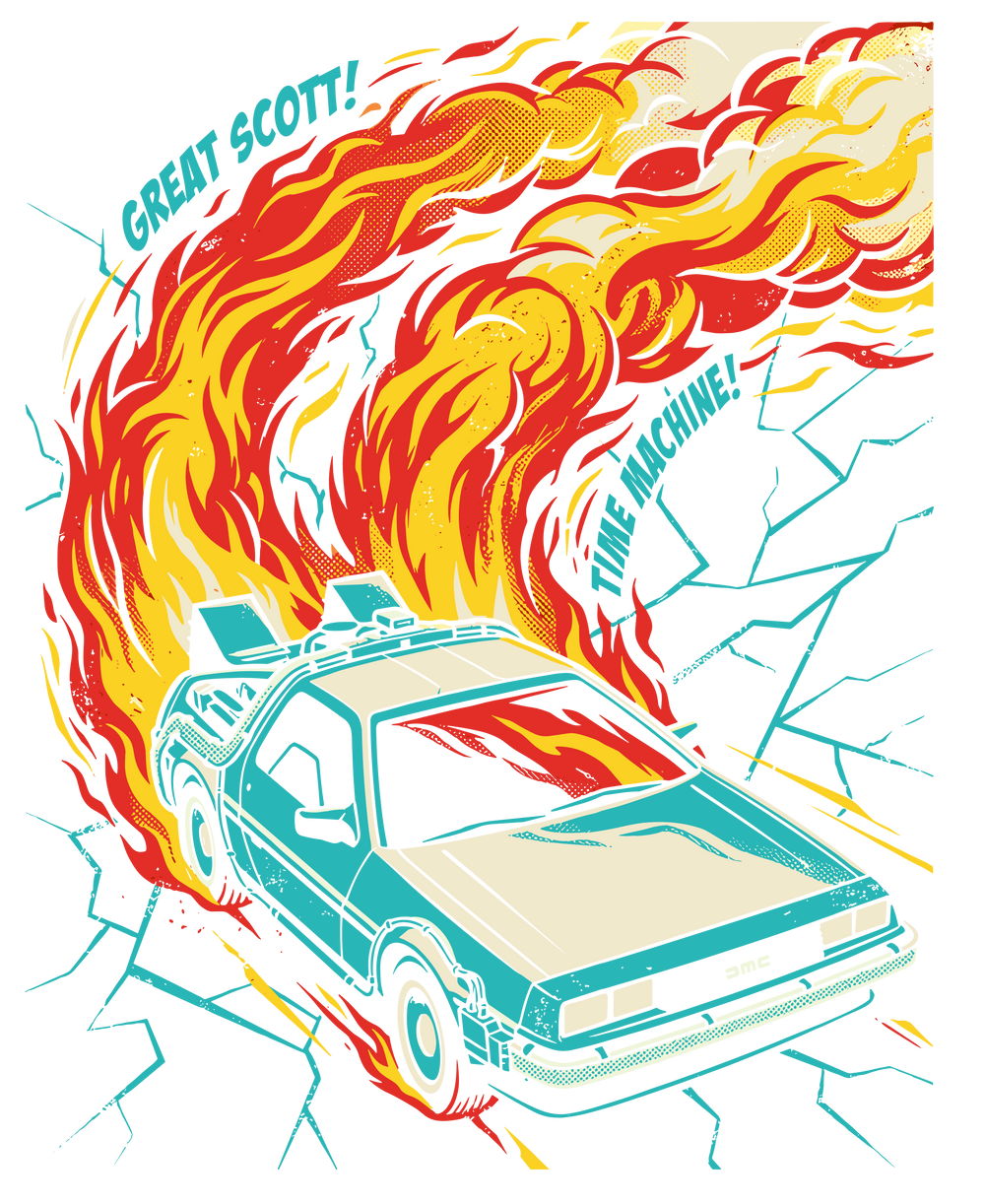 Retro Time Machine DeLorean Pop Art