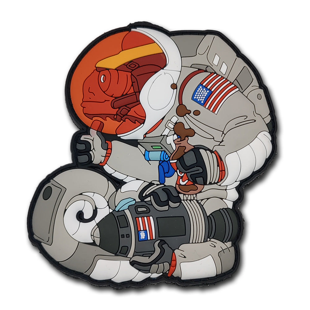 Astronaut Chameleon - Hook and Loop Patch for sewing on 9.5cm x 9cm