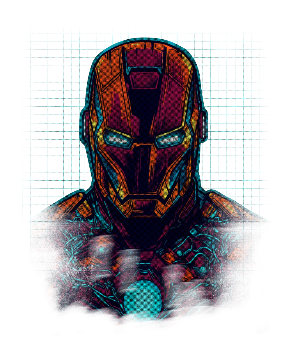 iron man synthwave graphic