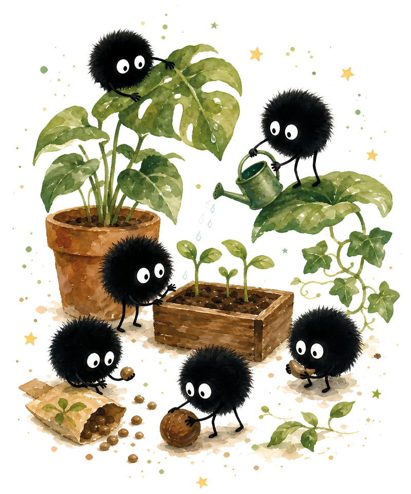 Susuwatari Russmaennchen Russbolde im Garten