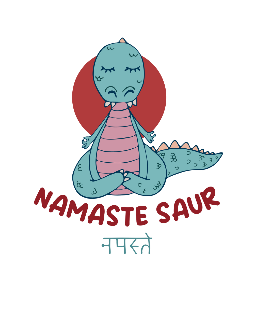 dinosaur doing yoga namaste yoga