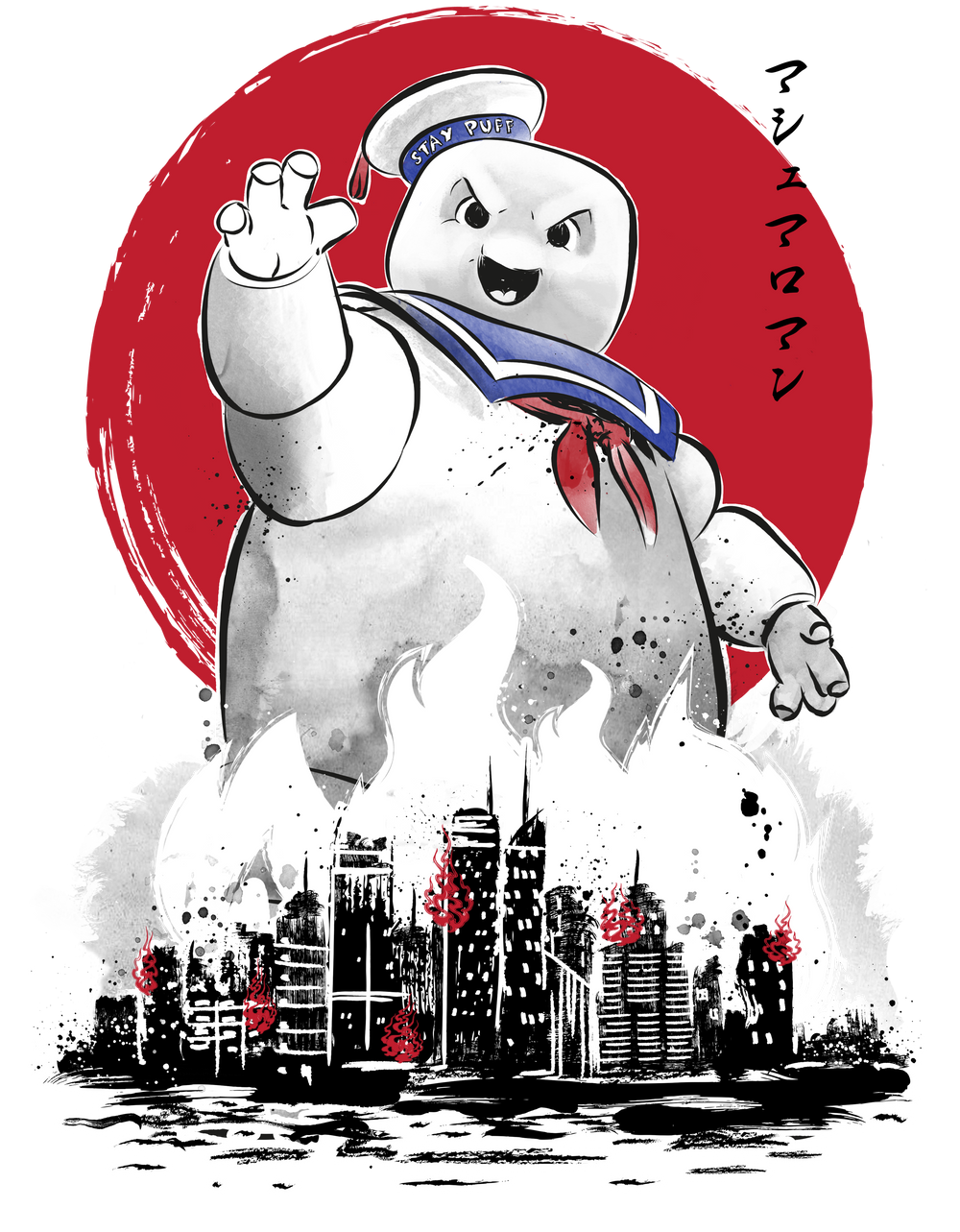 Sumi-e style Marshmallow Man