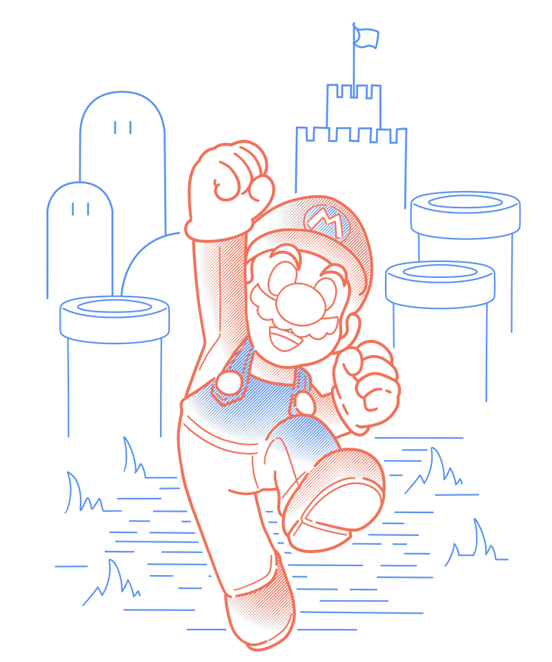Neon Line-Art Jumpman