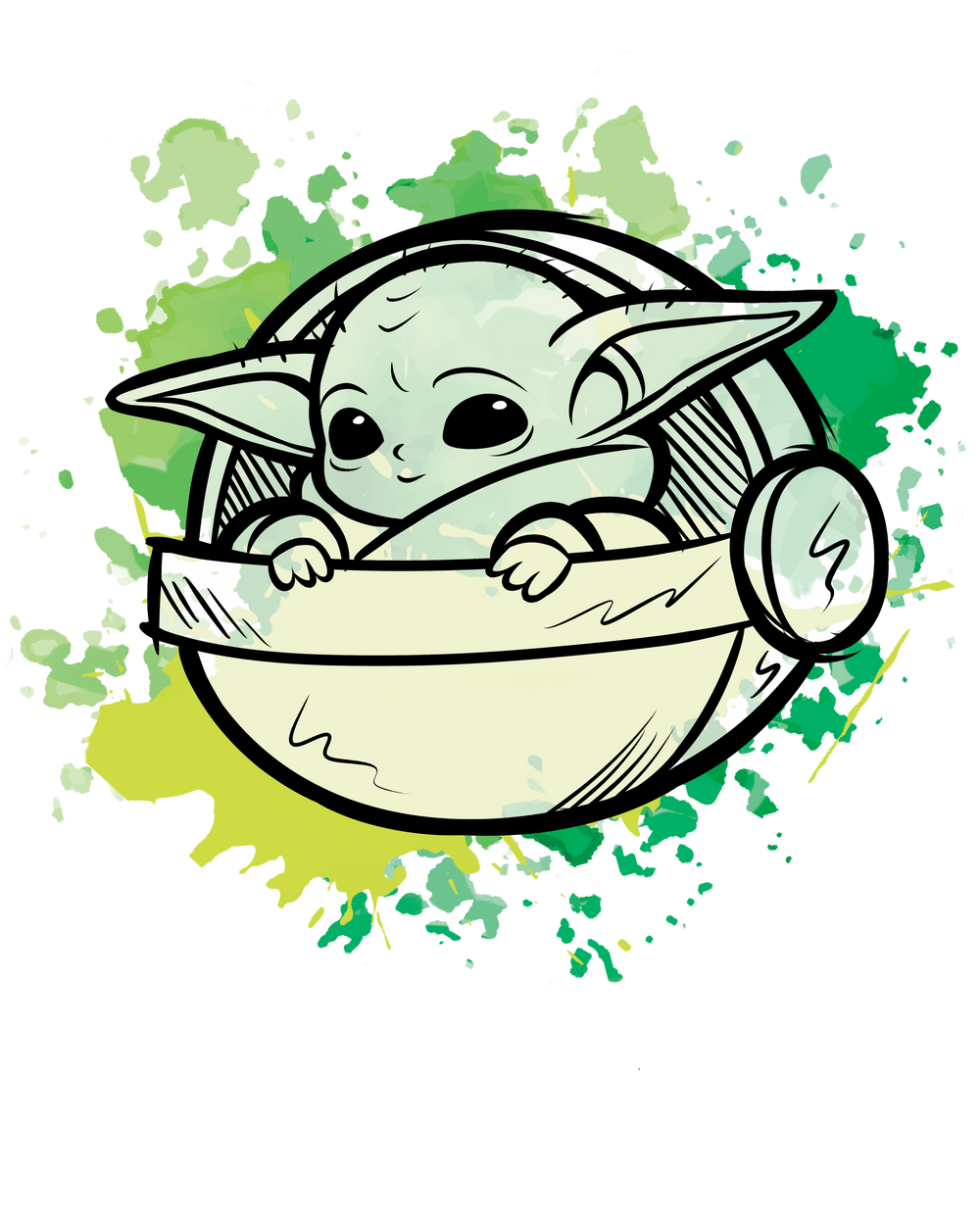 Watercolor Baby Yoda