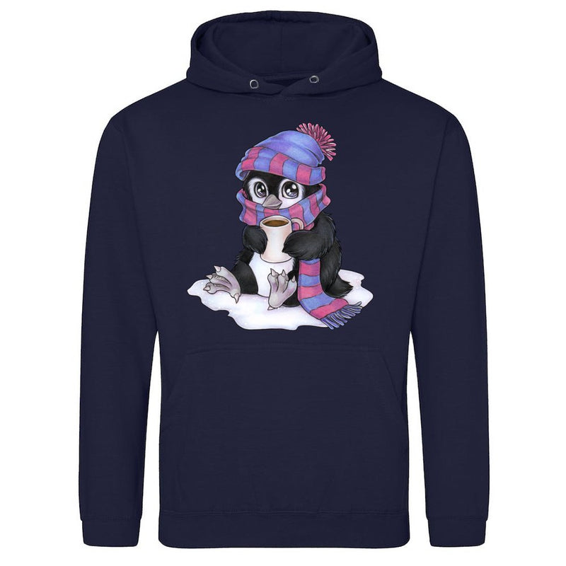 Niedlicher Chibi Pinguin mit Schal und Cap