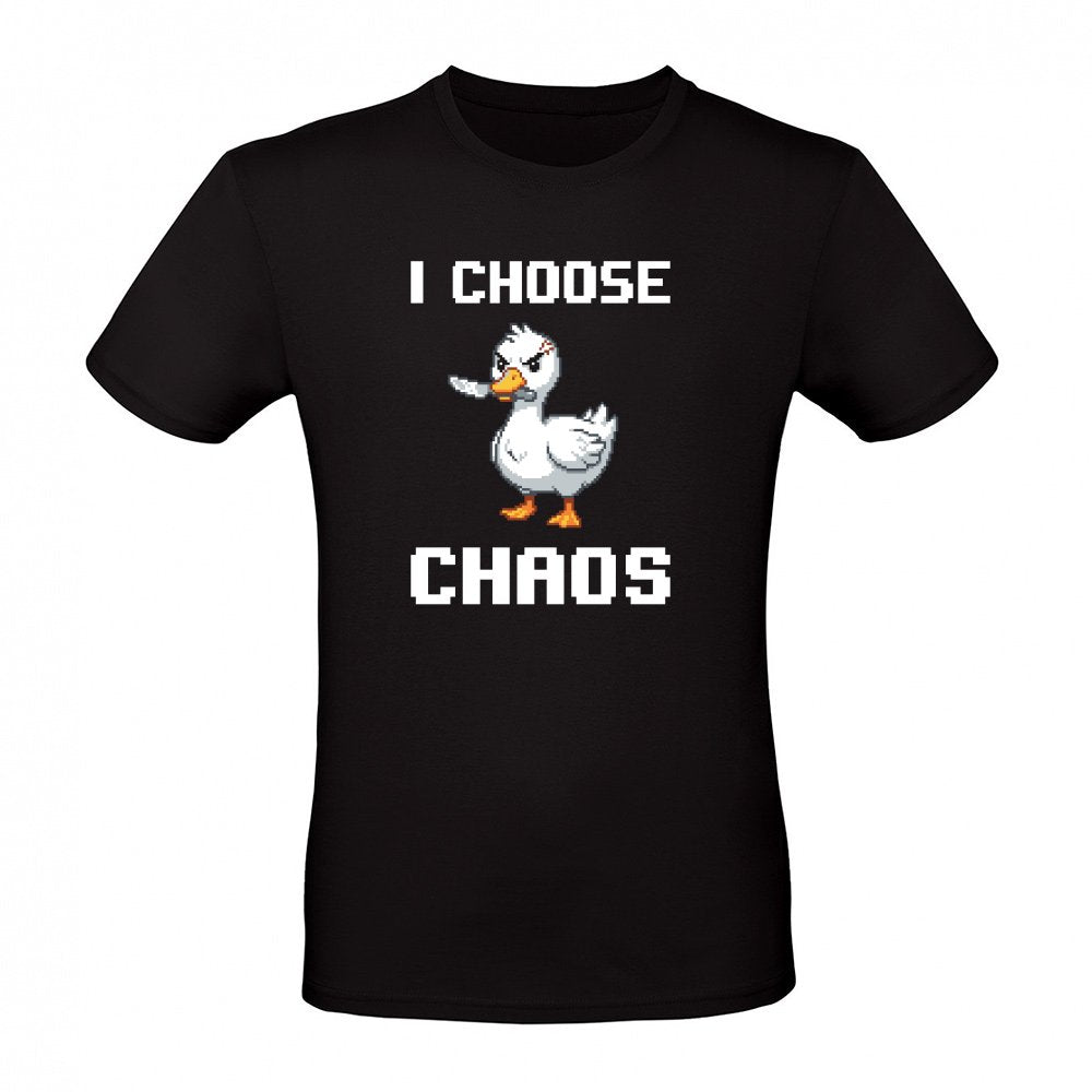 Angry Pixel Duck with Knife Chaotic Retro Bird Tee