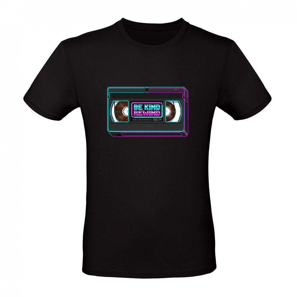 Retro VHS Tape Be Kind Rewind Neon Pixel Art