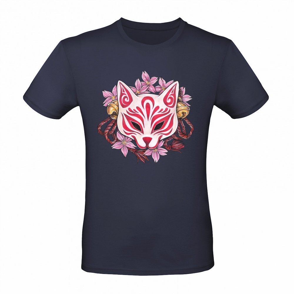 Beautiful Kitsune Inari Kabuki mask with cherry blossoms