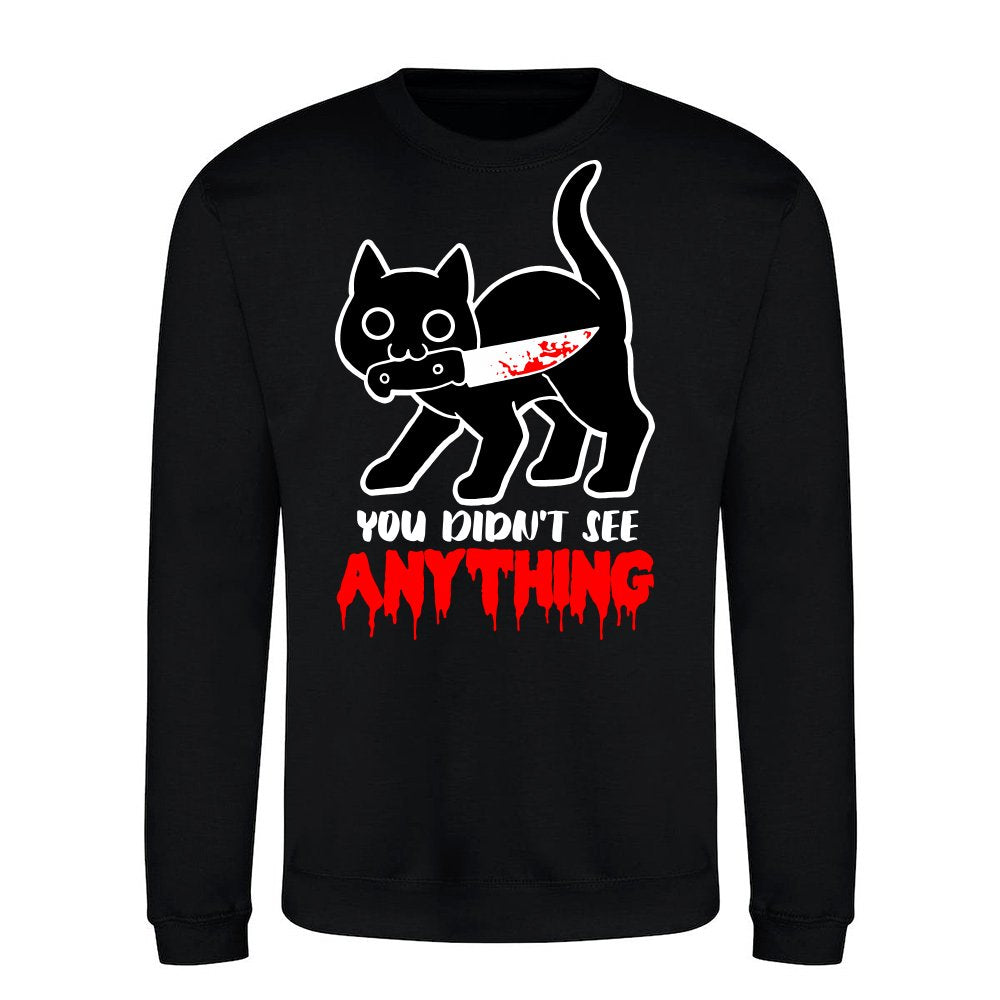 You Didn't See Anything - Funny Black Cat with Knife