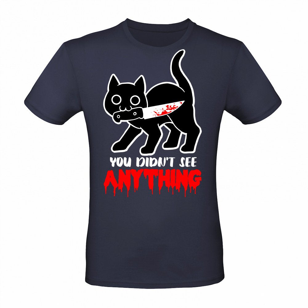 You Didn't See Anything - Funny Black Cat with Knife