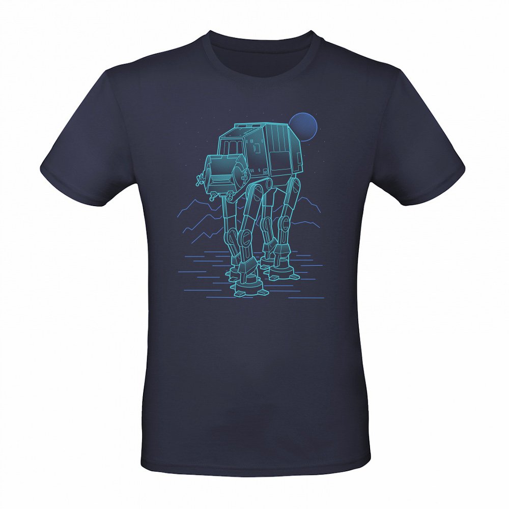 Neon Line-Art Armored Walker