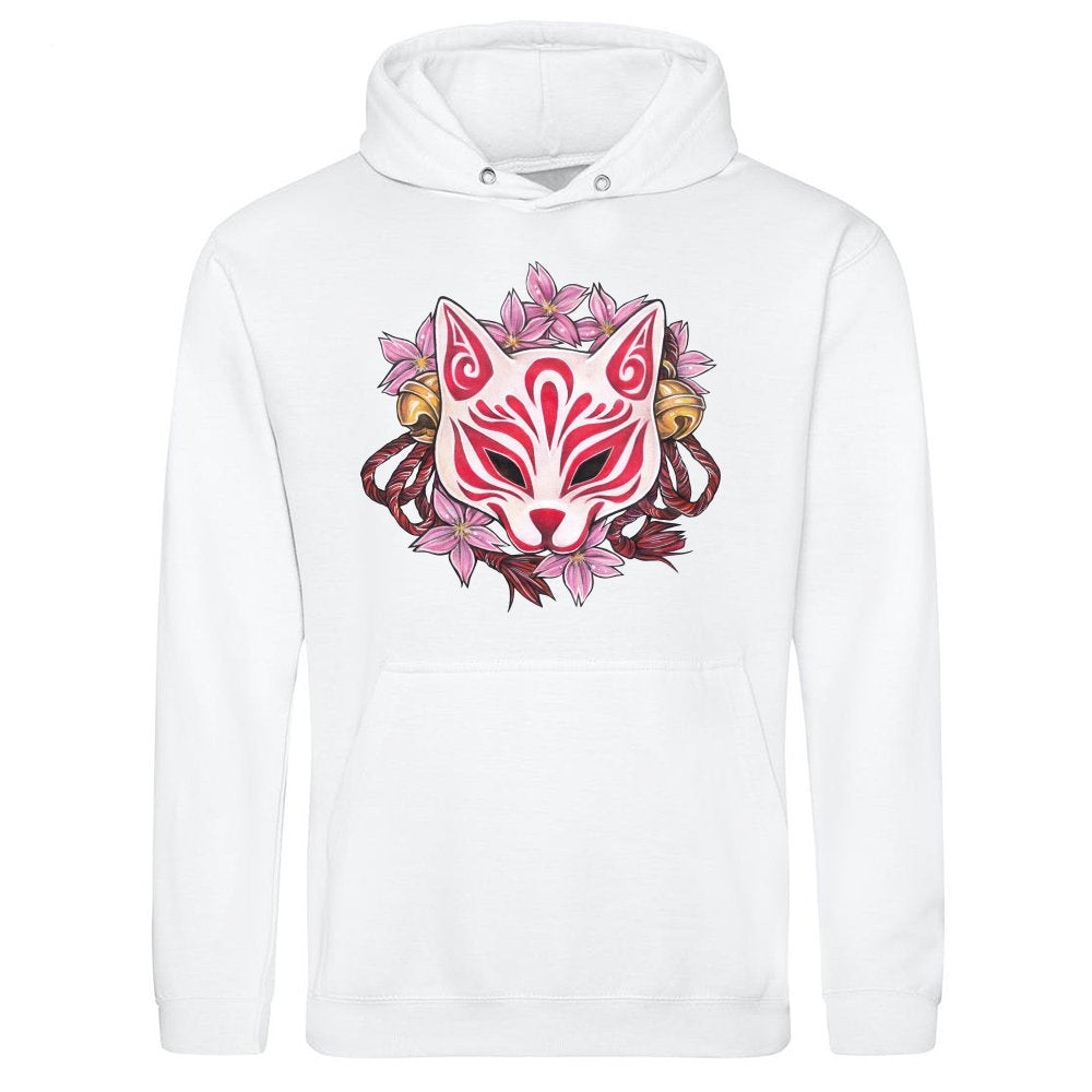 Beautiful Kitsune Inari Kabuki mask with cherry blossoms