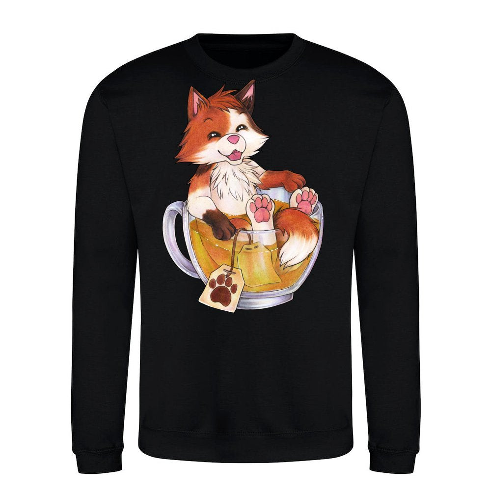 Cute KitTeaCat cat in teacup with tea