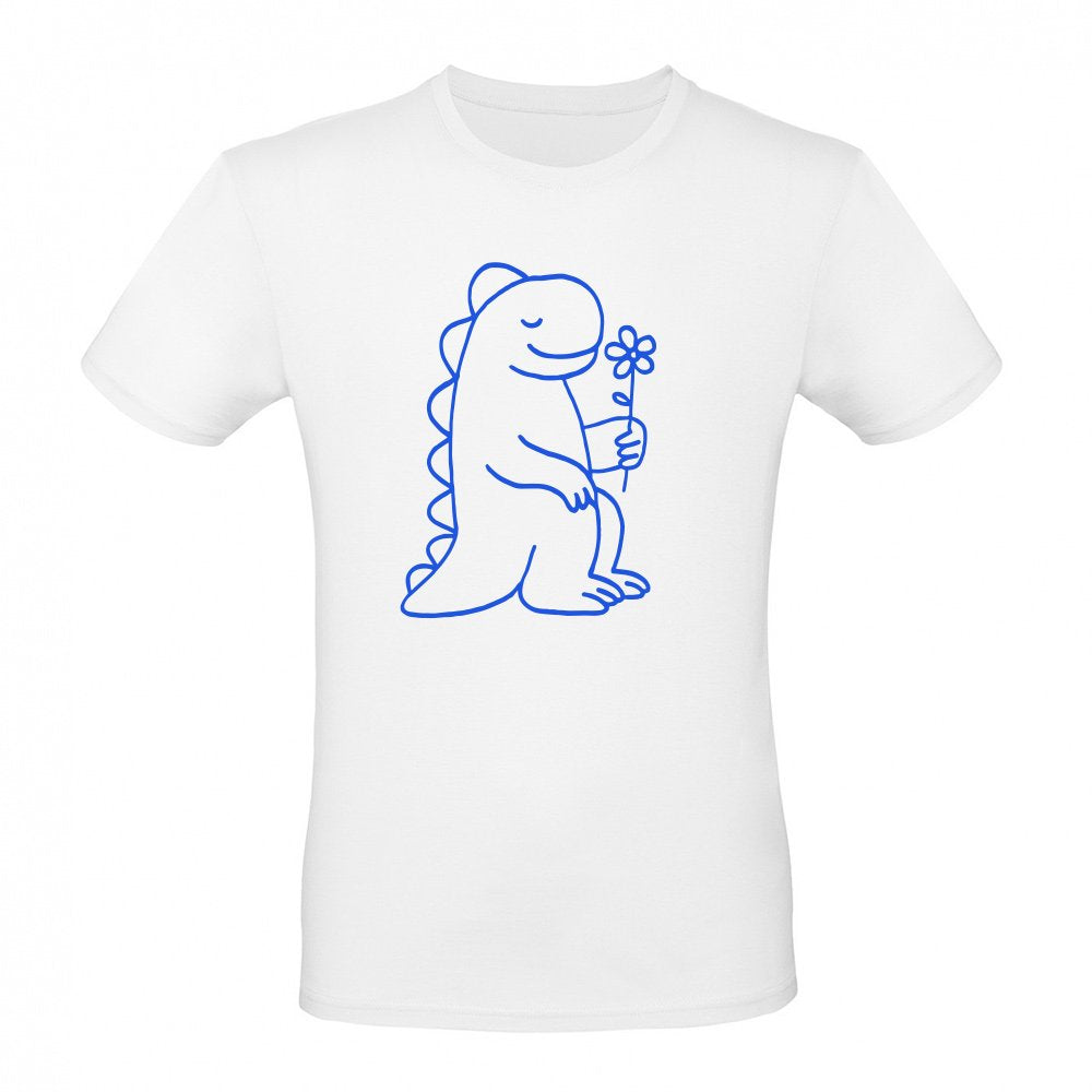 Sanfter blauer Dinosaurier mit Blume
