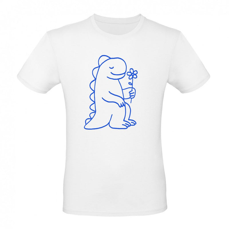 Gentle Blue Dinosaur with Flower als T-Shirt