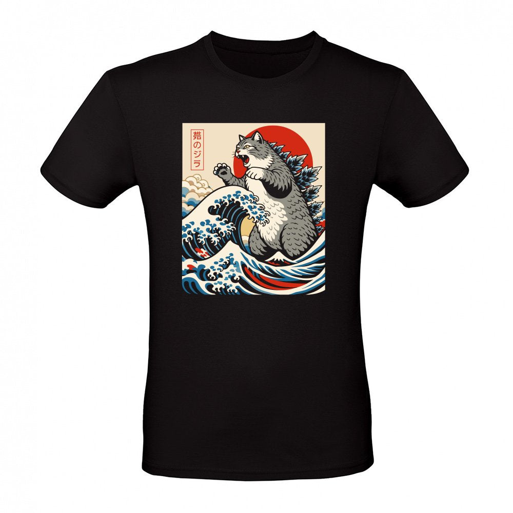 Catzilla The Great Wave Japanese Retro Kaiju Cat Graphic